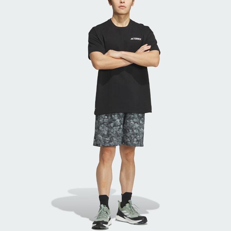 Adidas X National Geographic Graphic Print Outdoor Sports Short Sleeve T-Shirt Men Tops Black IS9515