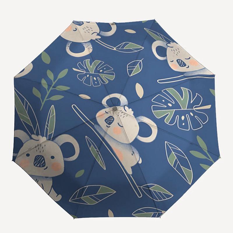 

1pc Koala Leaves Automatic Open/close Umbrella, 8-Rib sturdy structure, Portable Travel Umbrella, Parties, Everyday Useb016