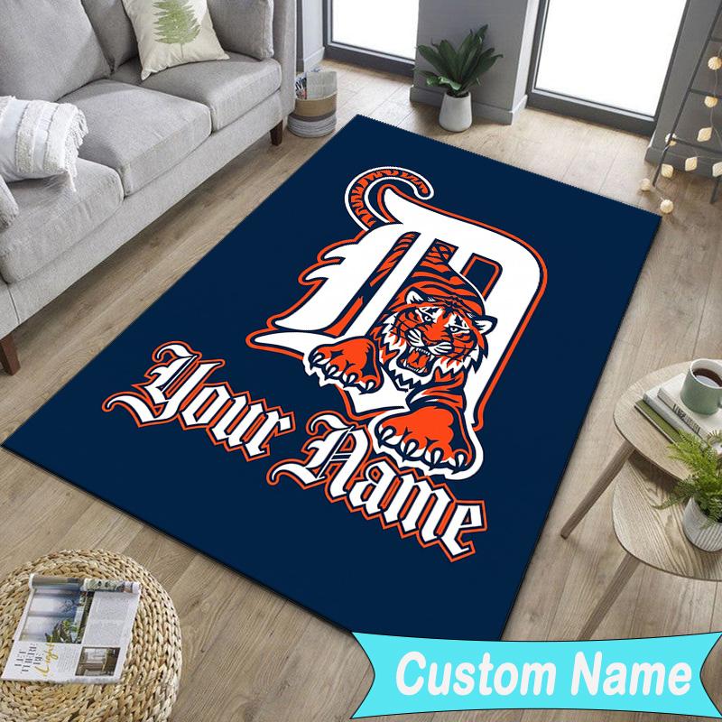 Custom NameDetroit Tigers Emblem Carpet, Indoor Rug, Chair Rug, Living Rooms, Doormat Made From Polyester Home Decor Birthday Christmas Gifts