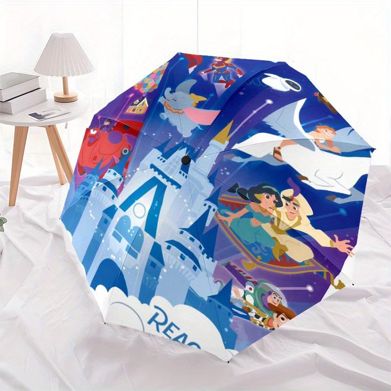Disney Characters Durable Cartoon Folding Umbrella, Portable 3-Fold Compact Umbrella for Men and Women, Suitable for Travel or Daily Use.Q03