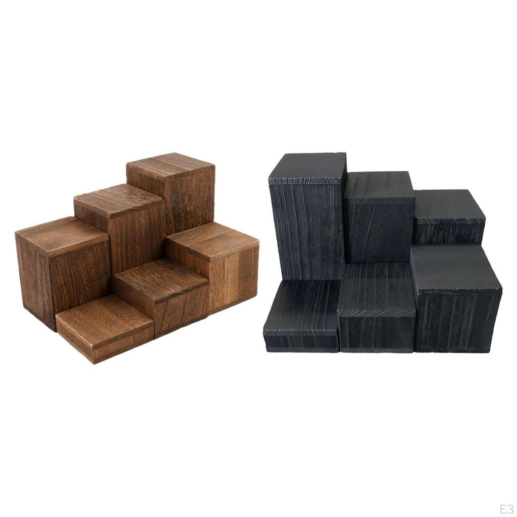 6 Pieces Wooden Square Cupcake Stand Holder Dessert Shelf Perfume Organizer for Candles