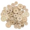 50Pcs Wooden Buttons Natural Color Round 4-Holes Sewing Scrapbooking
