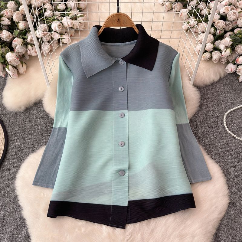 

Sanzhai Cardigan 2024 Spring/Summer Ruched Outwear All-Matching Fashion Print Loose Slim Looking Lightweight Sun-Protective Clothing Female Fashion Greyish green All yards