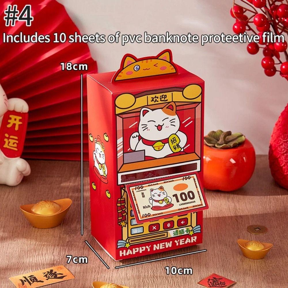 

10 слотов мультяшный денежный конверт креативный карман для денег, вытягиваемый как из банкомата, веселый, с наилучшими пожеланиями, хунбао, Праздник Весны 1