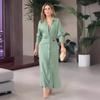 European  American Women's Blue Dress Elegant Temperament Spring Summer Commuter Long Sleeved