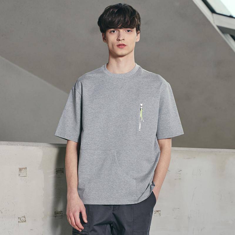 CUSTOMUS Asymmetrical Pocket Neon Slider Short Sleeve T-Shirt Cts21Mkrt448
