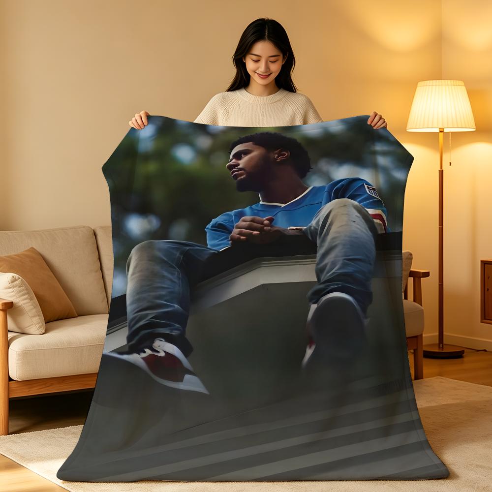 Music J-J.Cole Throw High-Density Short Plush Blanket Soft Skin-Friendly for Sofa Nap Air-Conditioned Room