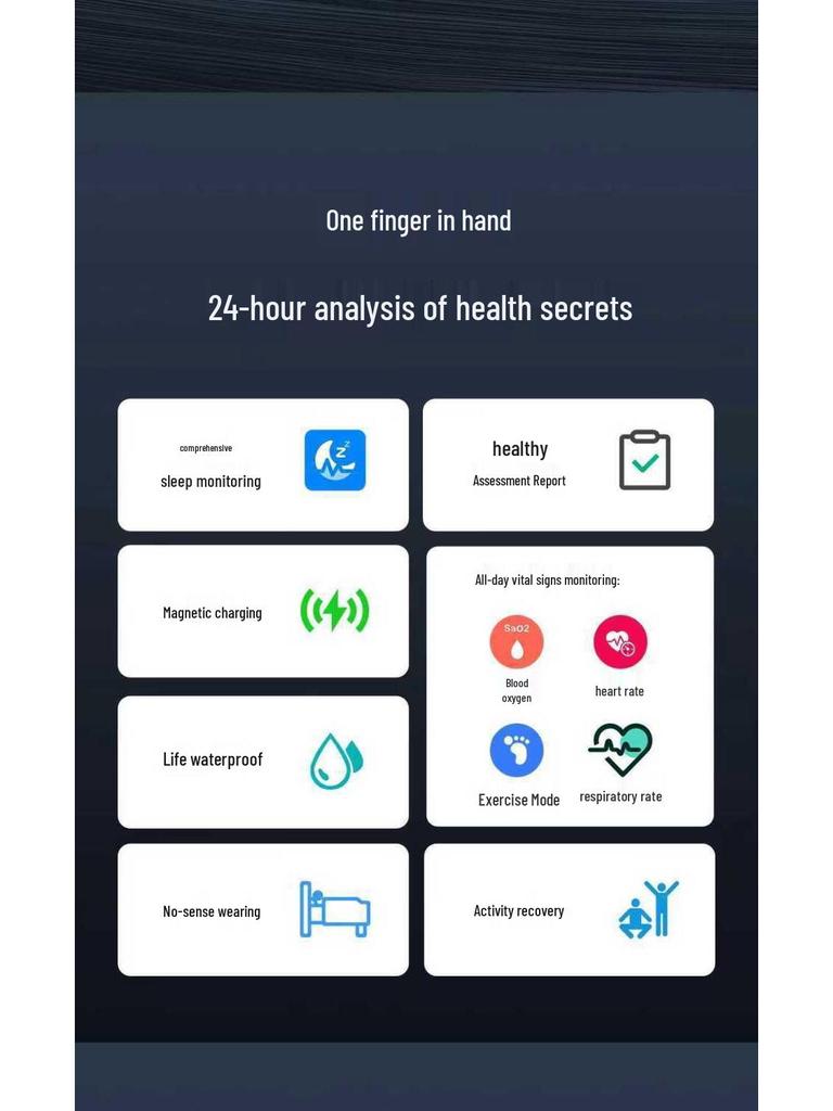 Smart Health Monitoring Waterproof Ring: Sports, Blood Oxygen, Sleep Tracking, Multifunctional Black Technology