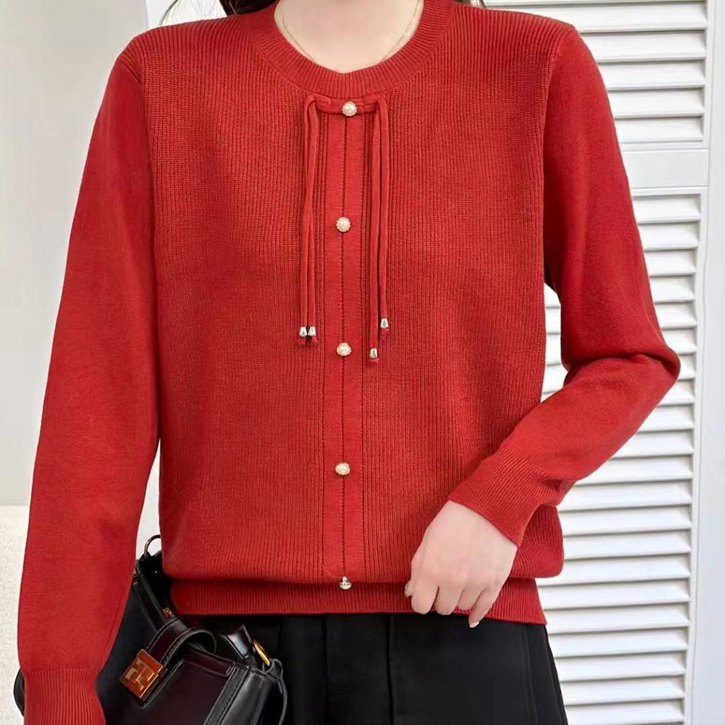 Mom Sweater Autumn/Winter Chinese Knitted Bottom Middle Aged and Elderly Loose Knitted Sweater Top