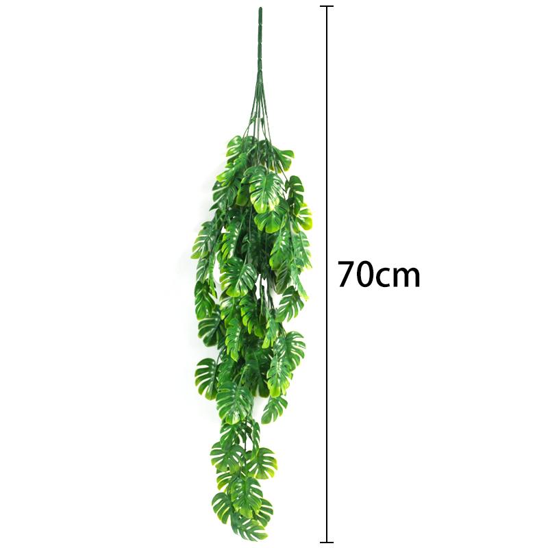 70cm Artificial Turtle Leaf Plants Vine Decoration Green Fake Palm Leaf Hanging Rattan Garland Home Wedding Garden Wall Decor