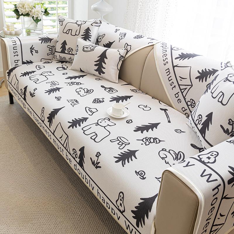 Nordic Instagram Style Cute Ice Silk Mat Sofa Cushion Summer Cool Non-Slip Sofa Cover Cover