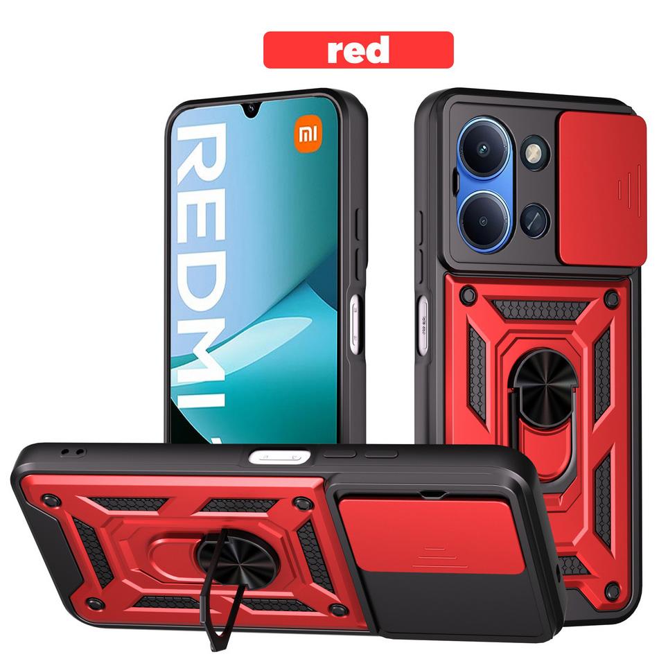 

Camera Protect Case for Xiaomi Redmi 15C 13C 12 4G 12C 11A 10c 10 9T 9 Redmi Note 13 Pro 12 Armor Hybrid Metal Ring Holder Cover Redmi 13C 4G