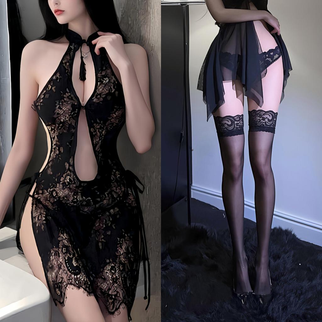 Sex underwear pure desire temptation sexy cheongsam suit passion free lace hip wrap perspective classical hollow uniform