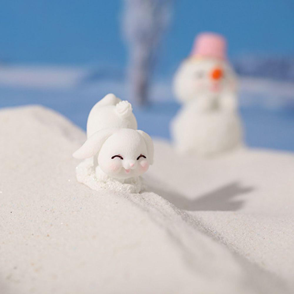 Home Decor DIY Garden Ornament Snow Scene Rabbit Figurine Miniature Snowman Bunny Micro Landscaping