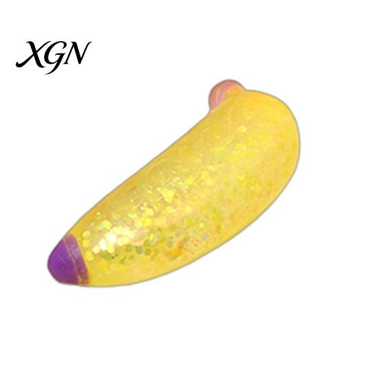 Soft Stress Ball Glitter Banana Sugar Slow Rebound Relief Clear Toy Squeeze Sensory Anxiety Relieving Simulated