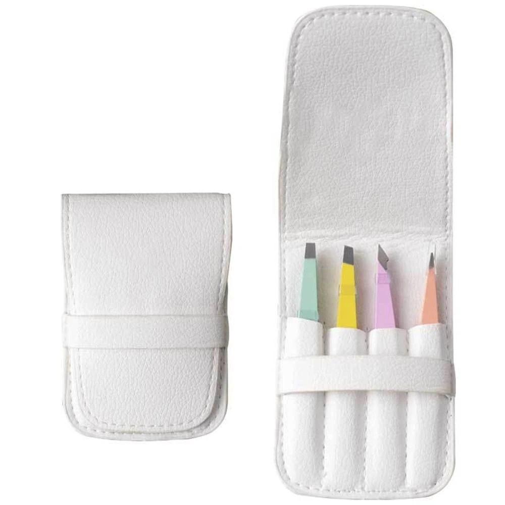 Stainless Eyebrow Tweezers Set Colorful Fine Hairs Puller Slanted Eye Brow Clips  Makeup Tool