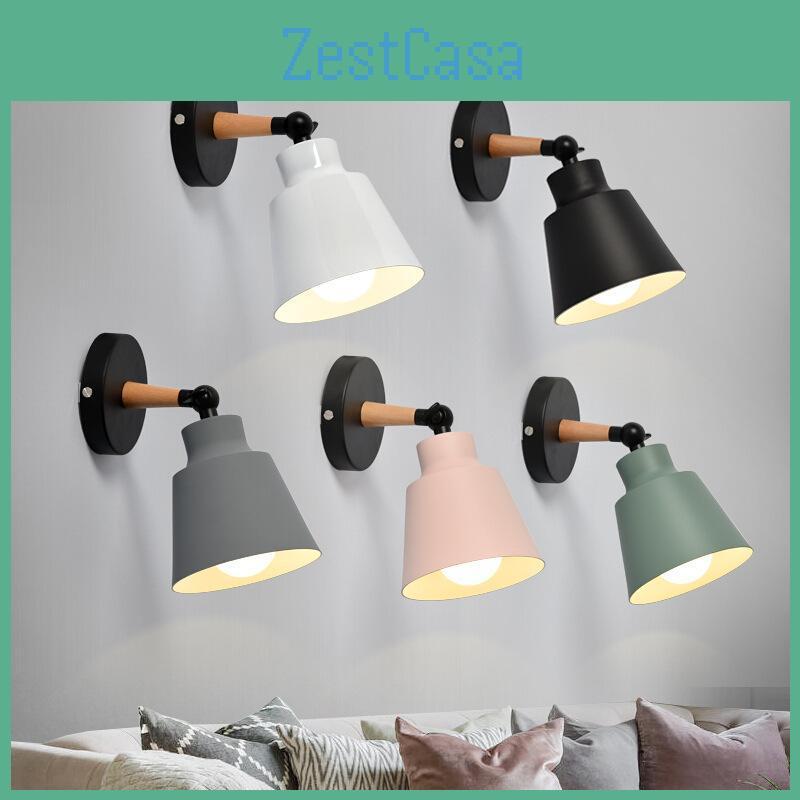Wall Wood Bedroom Nordic Solid Lamp Modern Minimalist Macaron Led Wall Lamp Creative Living Room Corridor Bedside Wall Lamp