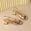 Dámské letní sandály Luxusní elegantní Umělá kůže Ležérní boty naboso Pro ženy 2024 Venkovní Klínek Otevřená špička Sandál