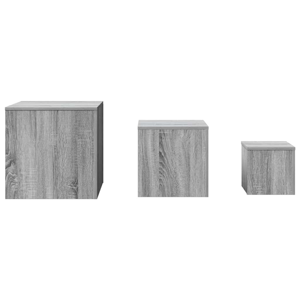 Side Tables Set of 3 Grey Sonoma Particleboard