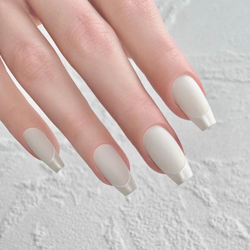 

Medium Long Silver Gray Wearable Nail Patches with Removable Stickers Glue Type