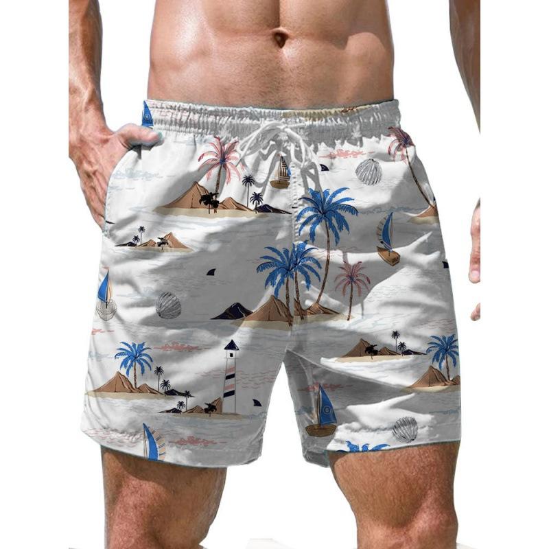 Summer 3D Beach Scenery Print Shorts Fashionable Casual Beach Men's Shorts