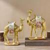Luxury Camels Statue Animal Figurine Housewarmings Gift Resins Sculpture Middle Eastern Ornament for Indoor Desk Decors