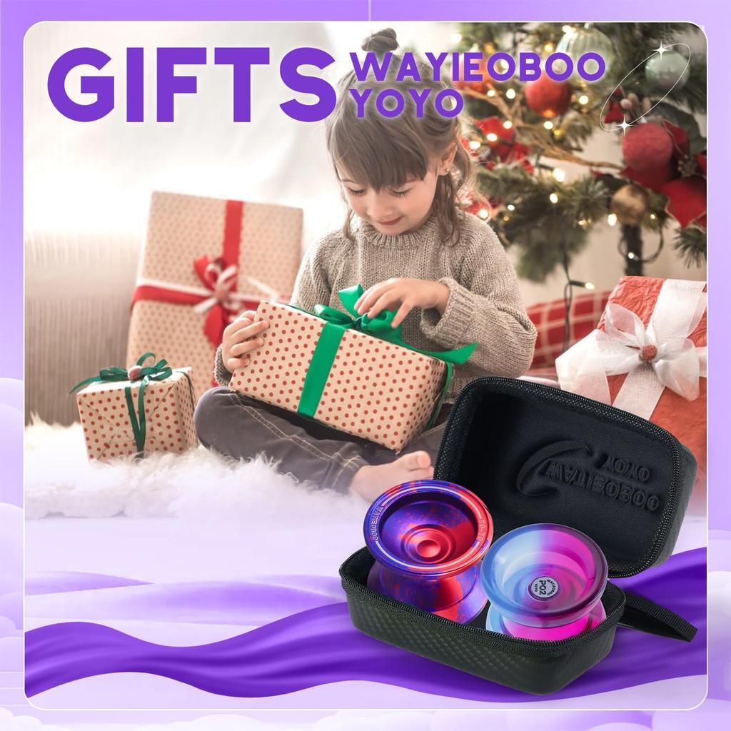 WATIEOBOO Yoyo Metal Yoyo P02 PC Switches from Responsive To Modes Perfect for and Advanced Players Set, 2-Pack (W7 + Two-Color Yoyo) - Non-Responsive