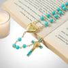 Saint Benedict Rosary Turquoise Glass Beads St. San Benito Cross Nr Medal Catholic Necklace
