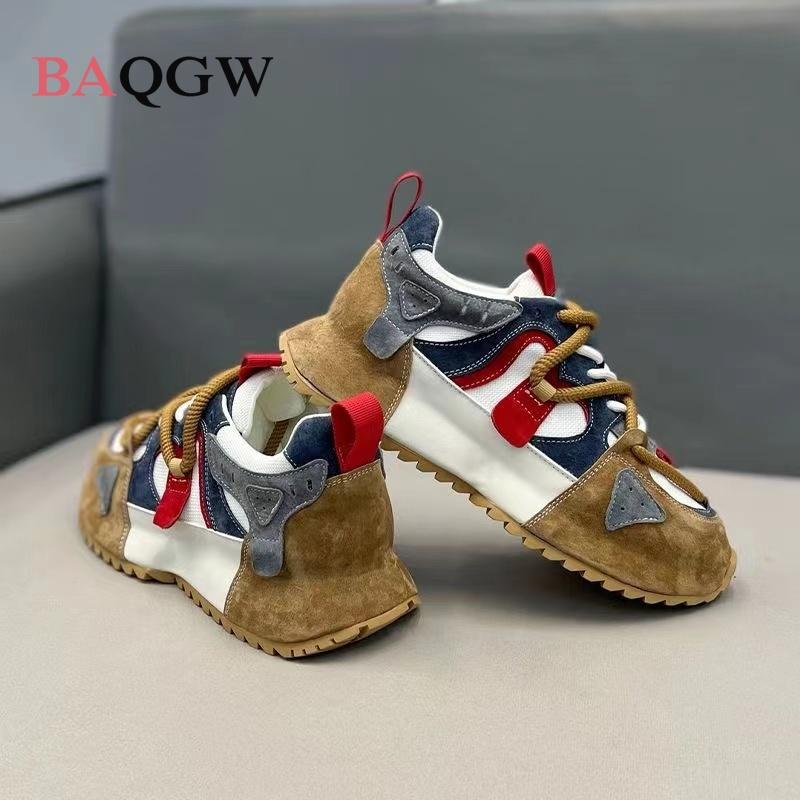 Designer Chunky Sneaker for Men Cover Bottom Board Shoes Fashion Casual Leather Breathable Increased Internal Platform Shoes