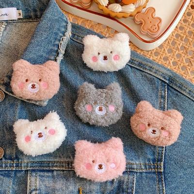 DIY Decoration Accessories Soft Bear Brooch Cute Fluffy Animal Brooches Cartoon Personality Clothes Badge Backpacks