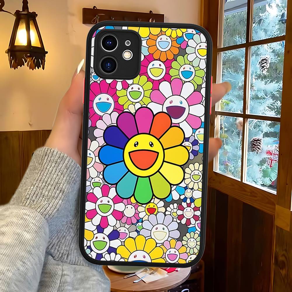 T-Takashi Blume M-Murakami Handyhülle Für IPhone 16 15 14 13 12 11 Pro Max XS Max X Plus Matt Stoßfeste Hülle