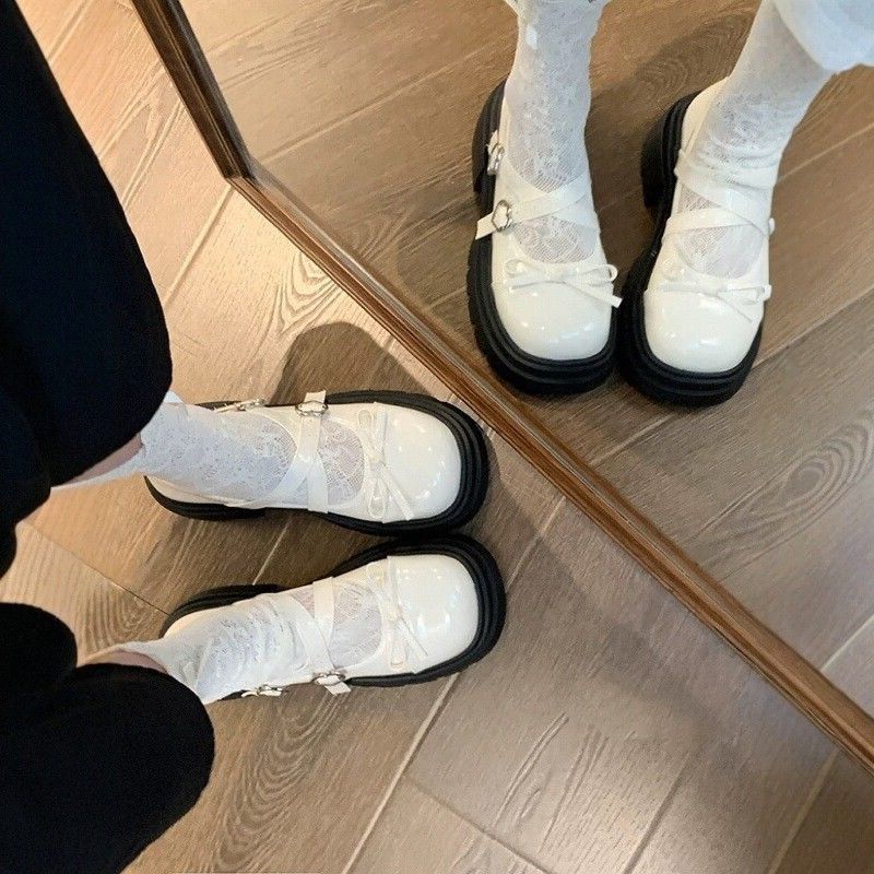 2025 new British style heightened platform small leather shoes women's summer French temperament single shoes with skirts Mary Jane shoes