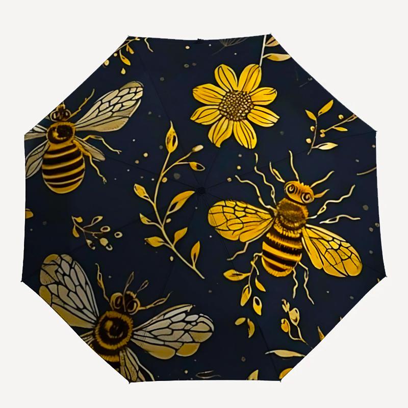 

1pc Bee FloralAutomatic Open/close Umbrella, 8-Rib sturdy structure, Portable Travel Umbrella, Parties, Everyday Usec106