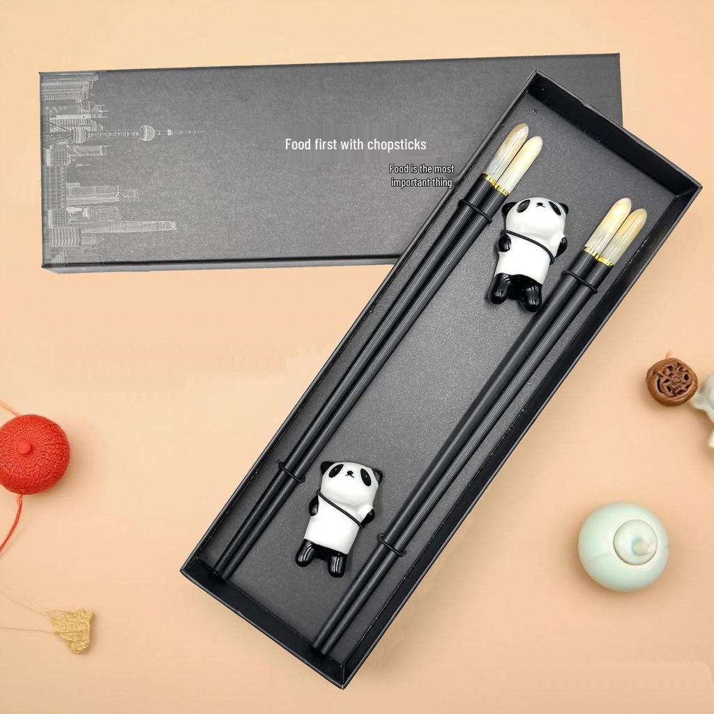 Chinese Style Wooden Chopsticks Gift Set - 2 Pairs for Travel Souvenir or Business Gift