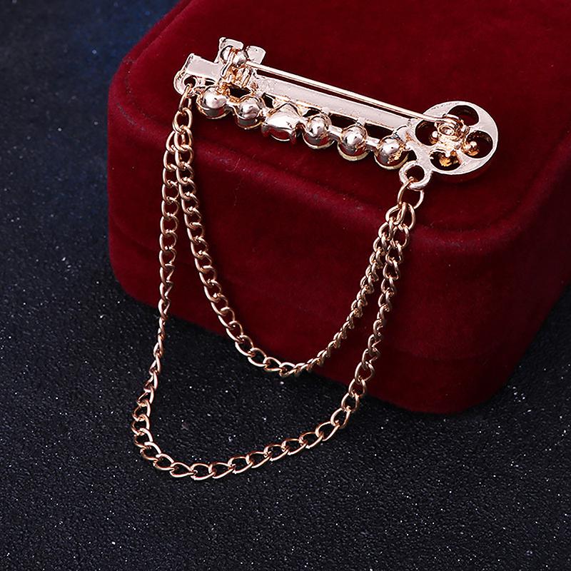 Korean   Metal Key Tassel Long Brooch  Chain Lapel Pin For Men'S Suit Shirt Badge Brooches Pins Accessories
