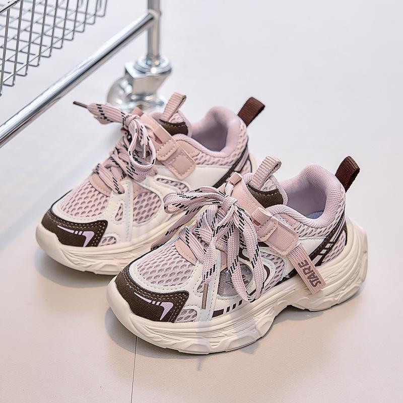 Kids Mesh Breathable Chunky Sneakers Autumn Non Slip Comfortable Running Shoes For Boys And Girls Trendy Sports Footwear