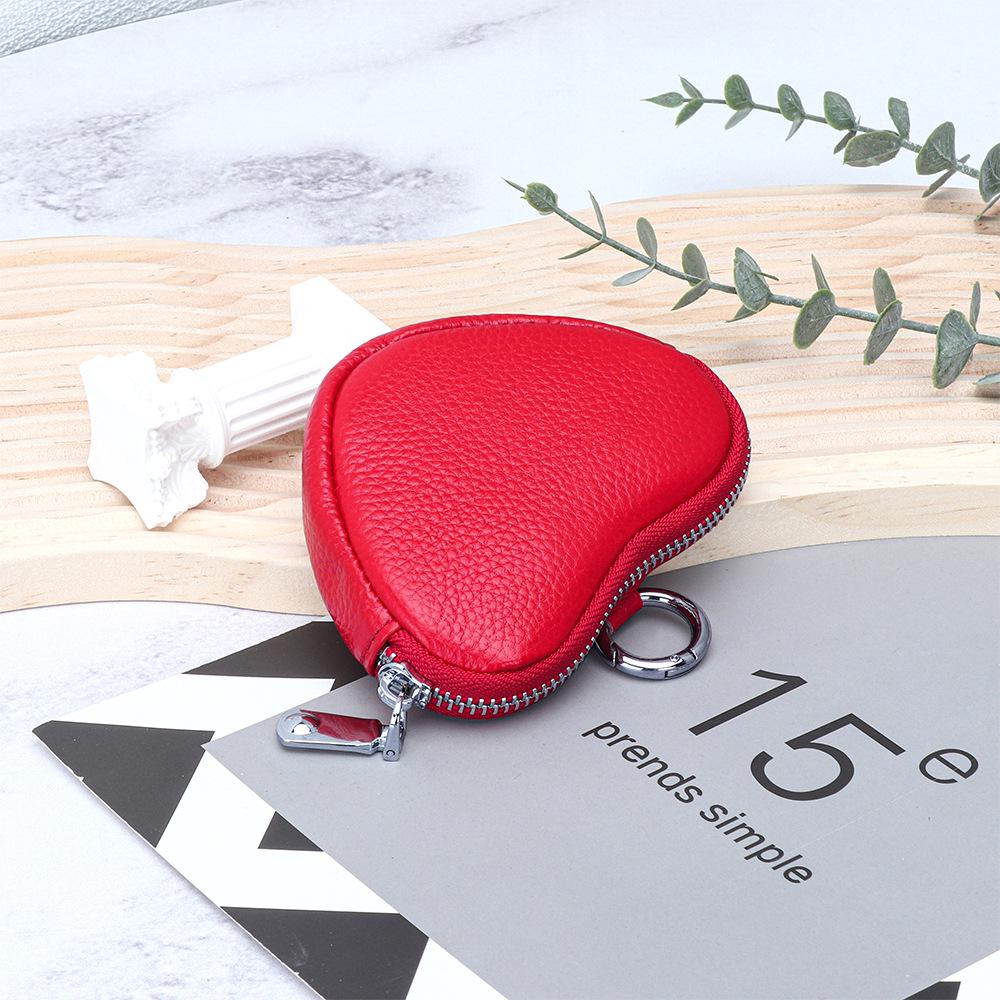 Mini Genuine Leather Coin Purse for Ladies - Top Layer Cowhide Storage Pouch with Zipper and Pendant