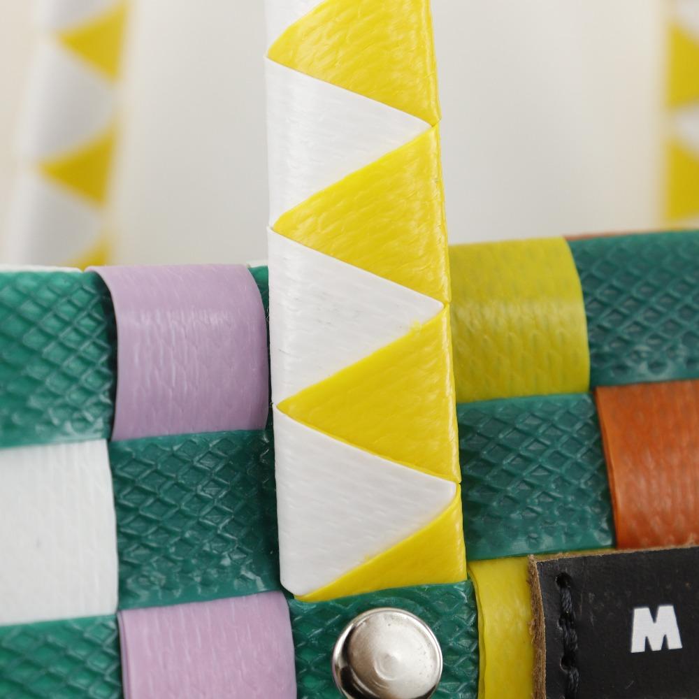Marni Woven Micro Basket Handbag MW55F Basket Bag Green/Multicolor Polypropylene Women Used