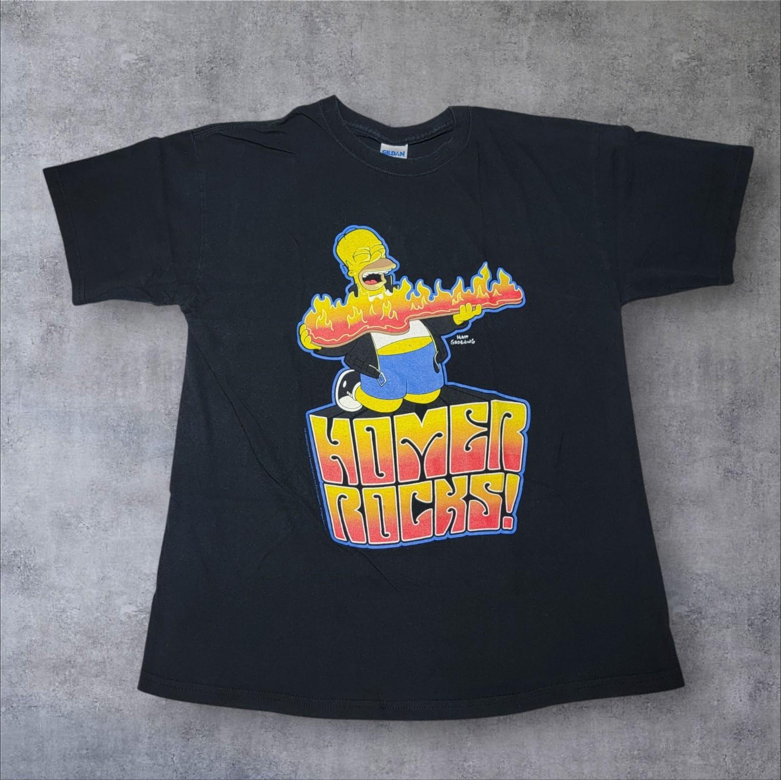 Gildan Simpsons Homer Rocks Mens Size L Large 2009 Black Shirt Unisex T-Shirt XXL