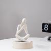 Thinker Statue Art Figurine Resin Sculpture Decor Accent for Gift Office Shelf, White, 8cmx6cmx12cm
