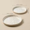 Stackable Round Wood Grain Plastic Vanity Tray Waterproof Bathroom Counter Organizer for Perfume Makeup Dressing Table Storage