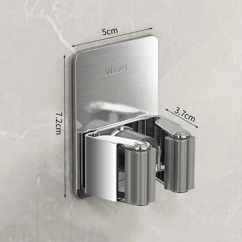 An Der Wand Montierte Mop-Organizer-Clips, Selbstklebend, Für Badezimmer, Mopp, Besenaufhänger, Halter, Rack-Haken, Mopp-Clip-Klemme Aus Edelstahl 304