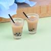 2 Pcs Doll House Miniature Tea With Milk Cups Food Drink Beverage Toy Decor