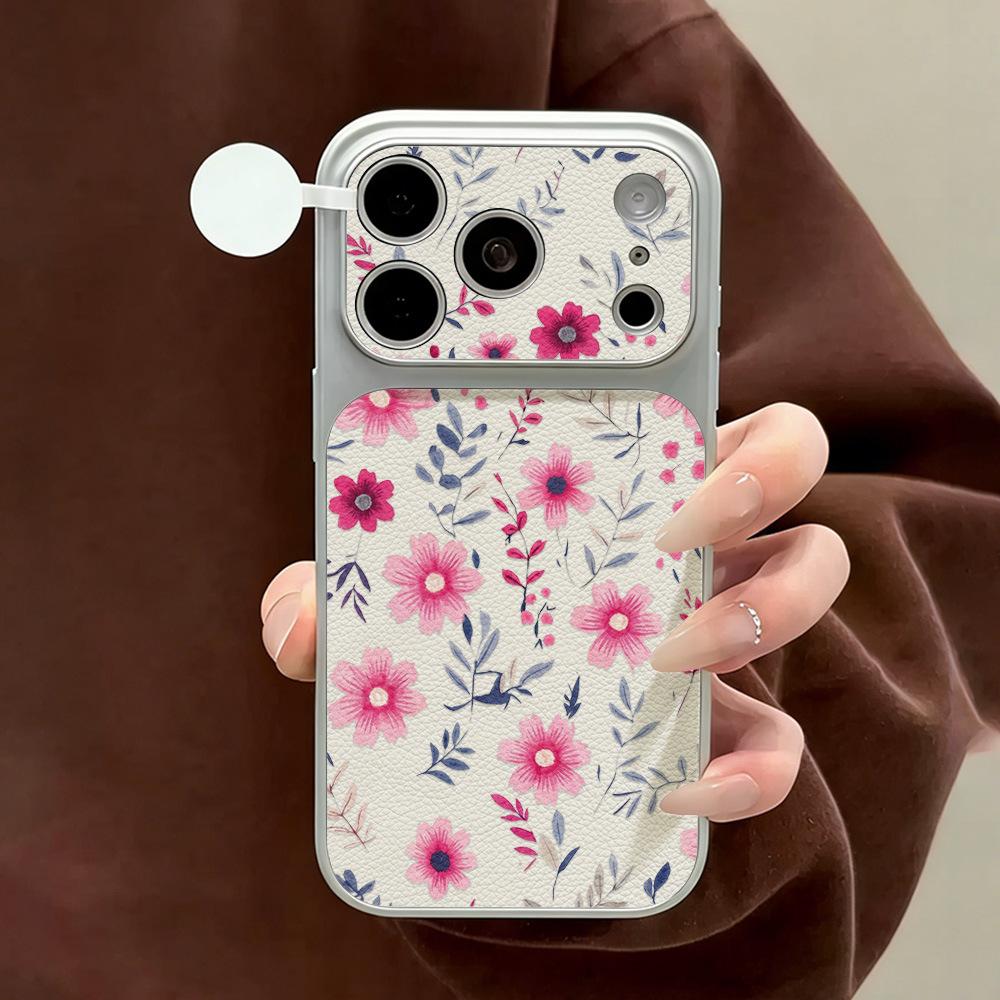 The new flower is suitable for Apple iPhone17 mobile phone case 17/16pro lambskin 15pro lens all-inclusive 14.