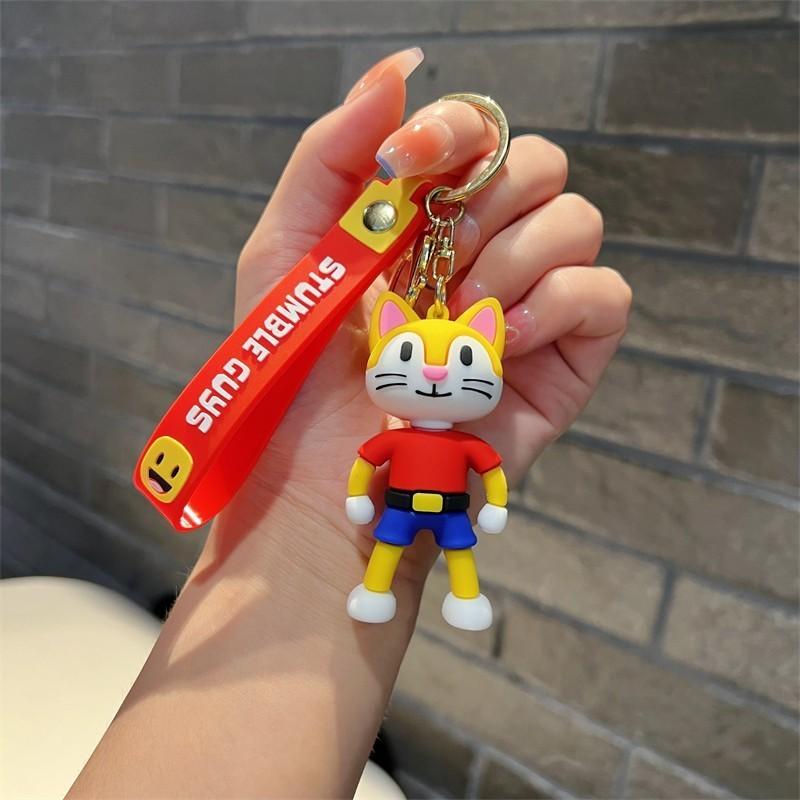 Adorable Cartoon Stumble Guy Keychain Cute Rubber Bag Charm Key Accessory