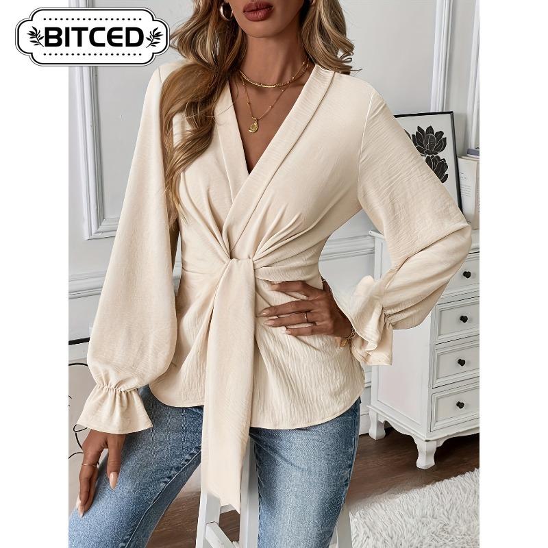 BITCED Bluse e Camicie Casual da Donna con Scollo a V e Maniche Lunghe