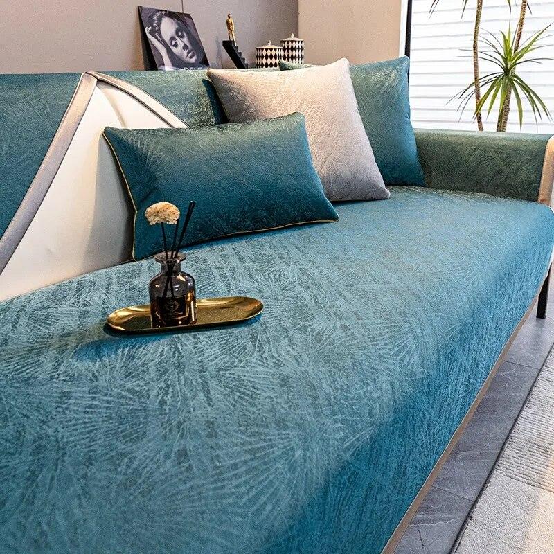 Moderne Chenille-Sofamatte, Jacquard, staubdicht, rutschfest, dicke Rückenlehne, Handtuch, hautfreundlich, Heimdekoration, Kissen für Wohnzimmer