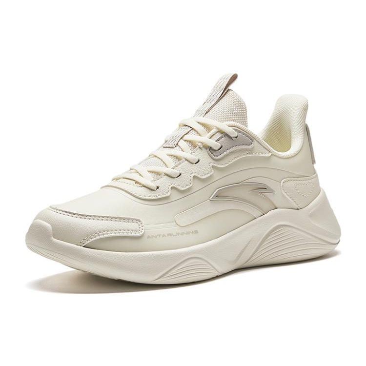 Anta Lingyun Fabric Synthetic Leather Comfortable Non-Slip Wear-Resistant Lightweight Low-Top Running Shoes Women Sneaker White 922355540-6