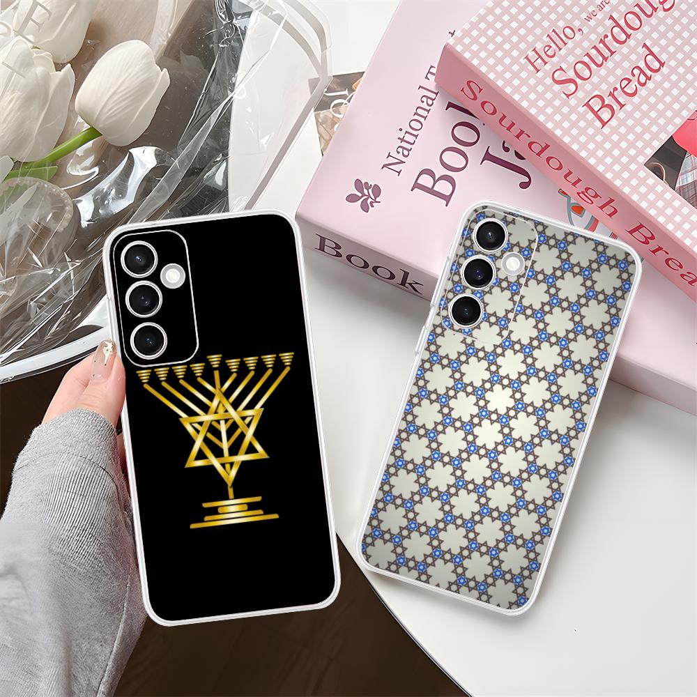 Jewish Hanukkah Mobile Phone Case for Samsung Galaxy S25 S24 S23 S22 S21Plus FE Ultra Clear Colorful Cover Smartphone Cover