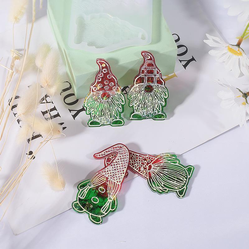 Poppy DIY Resin Mold: Double Santa Claus Pendant